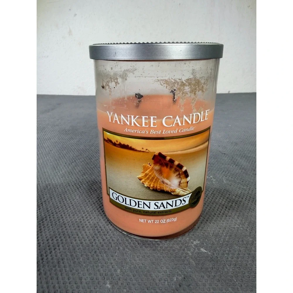 Yankee Candle Golden Sands 22 oz Large 2 Wick Tumbler Candle Peach Glass Jar